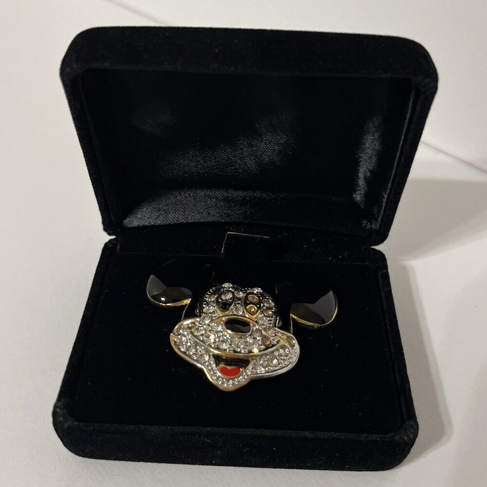 Disney Smiling Mickey Mouse Pin or Brooch With Crystals & Enameled